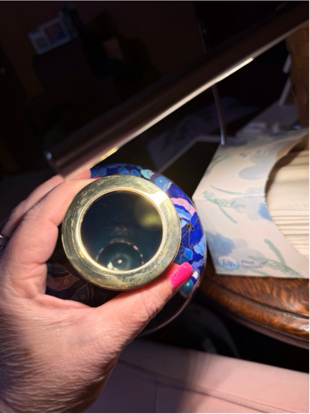 Blue Gold Cloisonne Butterfly Memorial Urn Small - Picture 13 of 16